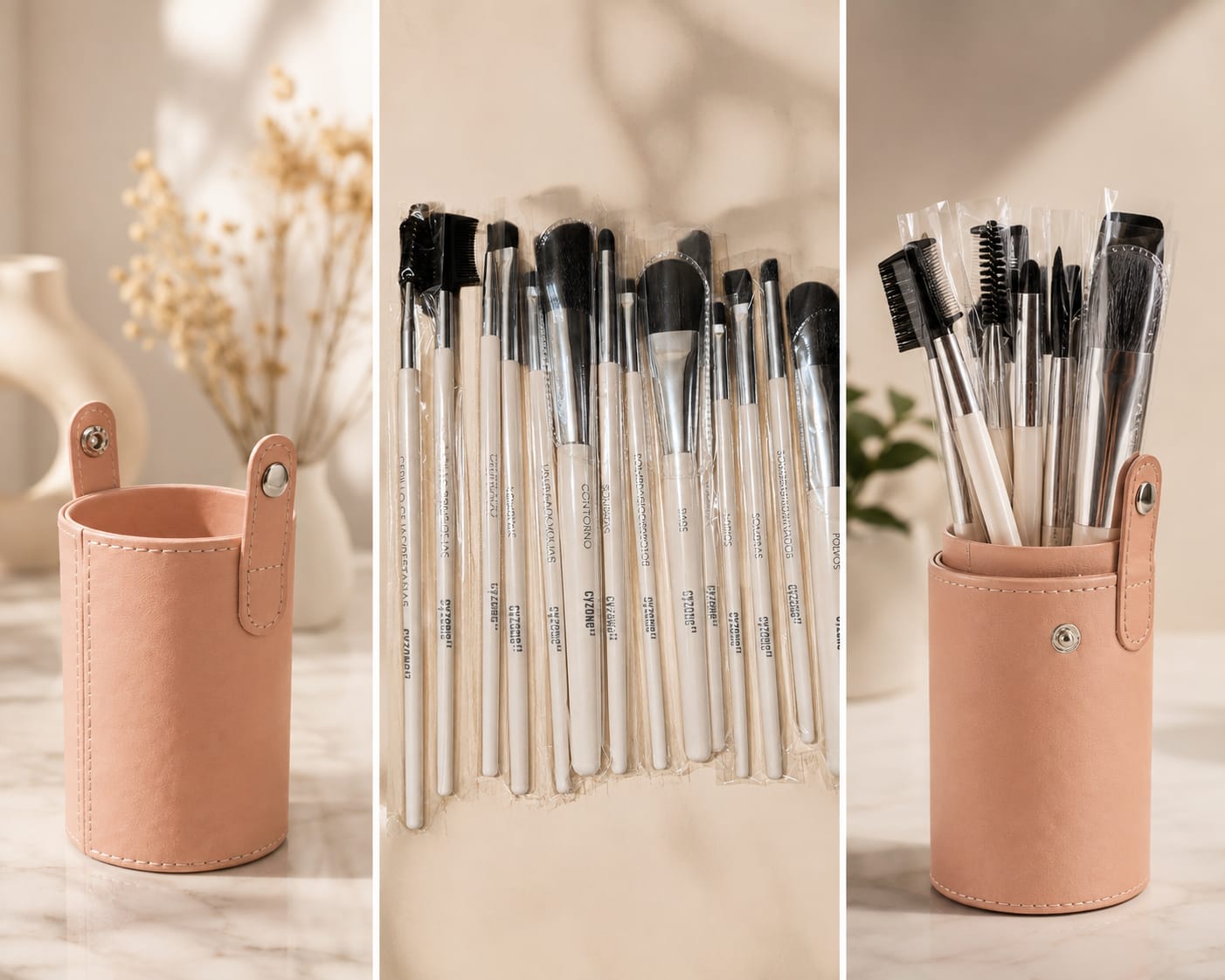 Set de 14 Pinceles de Maquillaje CY°ZONE con Estuche Portátil