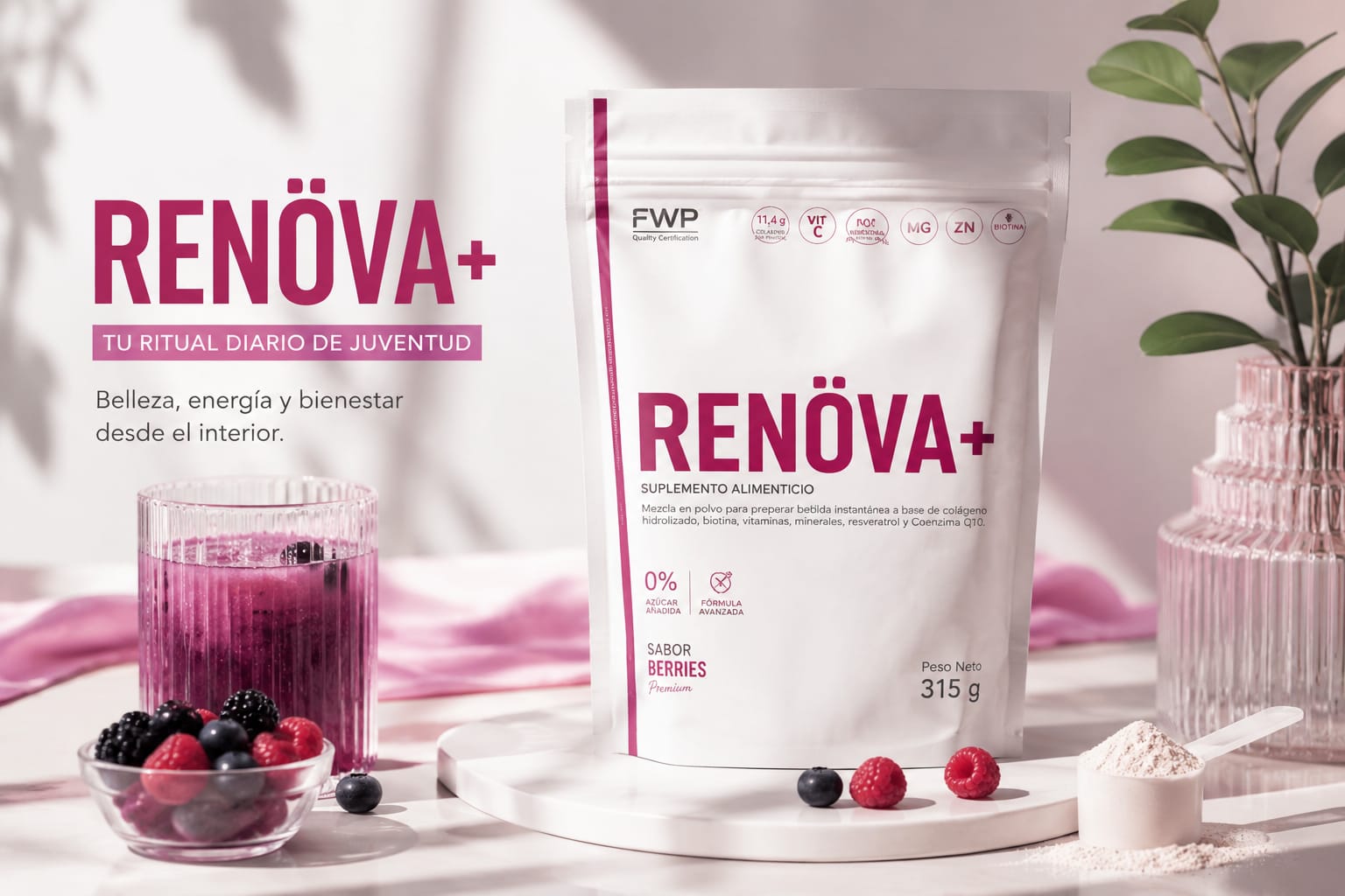 RENÖVA+ – Colágeno Hidrolizado Premium 315 gr Berries